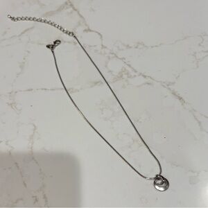 Chic Silver Necklace with Double Circle Pendant
